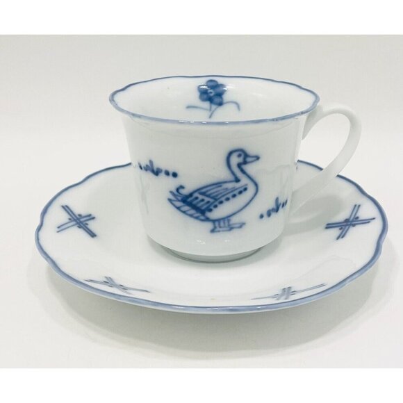 Cordon Bleu Duck Tea Cup & Saucer Porcelain de Chine C Steel Collection Blue - Picture 8 of 9